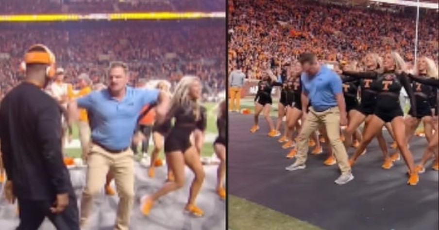 Security Guard Interrupts University Of Tennessee Football Cheerleaders And The Crowd Goes Wild