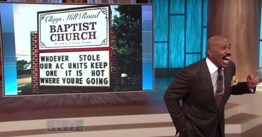 Steve Harvey Reviews Funny Sayings On Church Signs And His Reactions Are Priceless