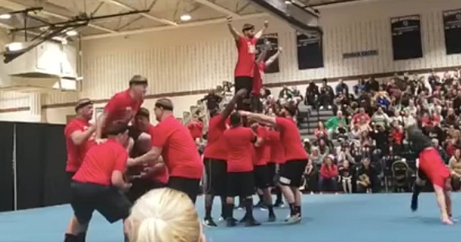 Cheer Dads Have The Crowd Going Wild With Their Hilarious Routine