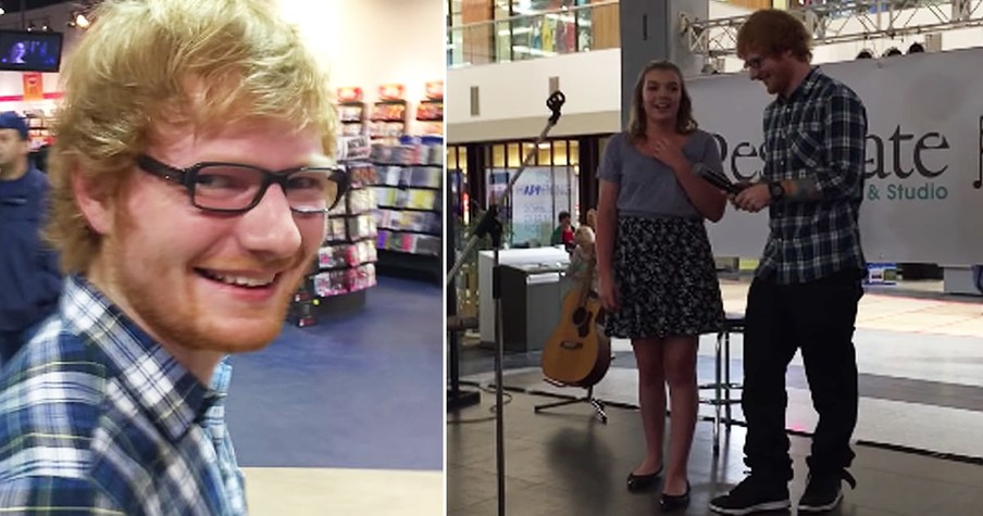 Ed Sheeran Sings Karaoke And Surprises Teen At The Mall