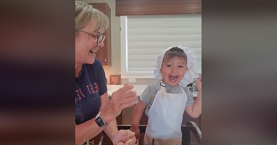 2-Year-Old Cade Is Cooking With Nana But Things Go Awry Pretty Quickly And It's Hilarious