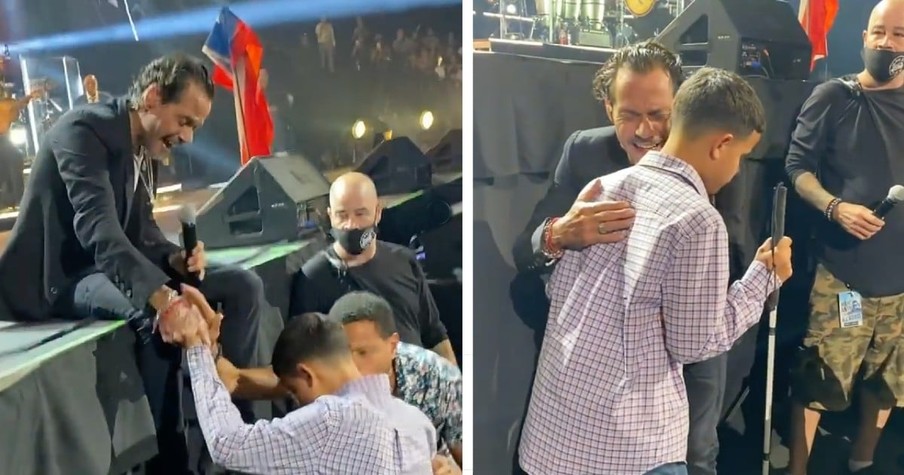 Singer Marc Anthony Abandons the Stage So He Can Sing with Blind Boy in the Crowd at Concert