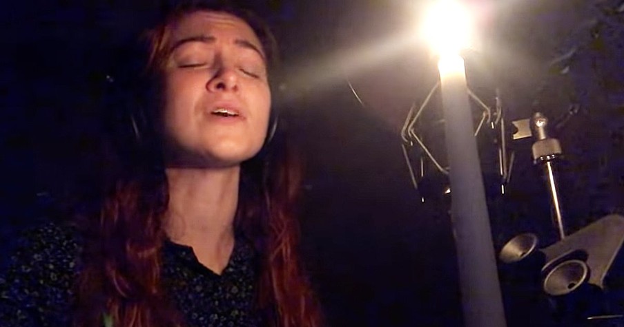 Female Vocalist Sings The Words To The Sound Of Silence In A Candlelit Room And It's Chilling