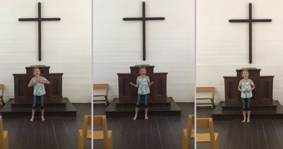 12-Year-Old Girl Beautifully Sings 'How Great Thou Art' In An Empty Church