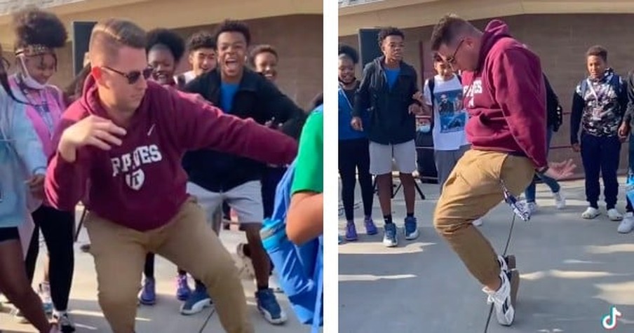 Teacher Sees Students Doing the Jerk Dance and Goes Viral for Busting Some Impressive Moves