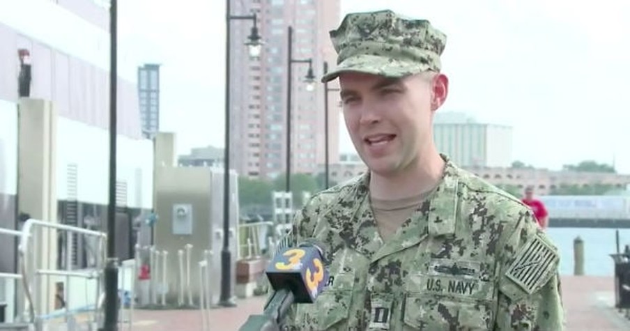 Navy Sailor Is In Right Place At Right Time As Child In Wheelchair Goes Over Seawall Into River