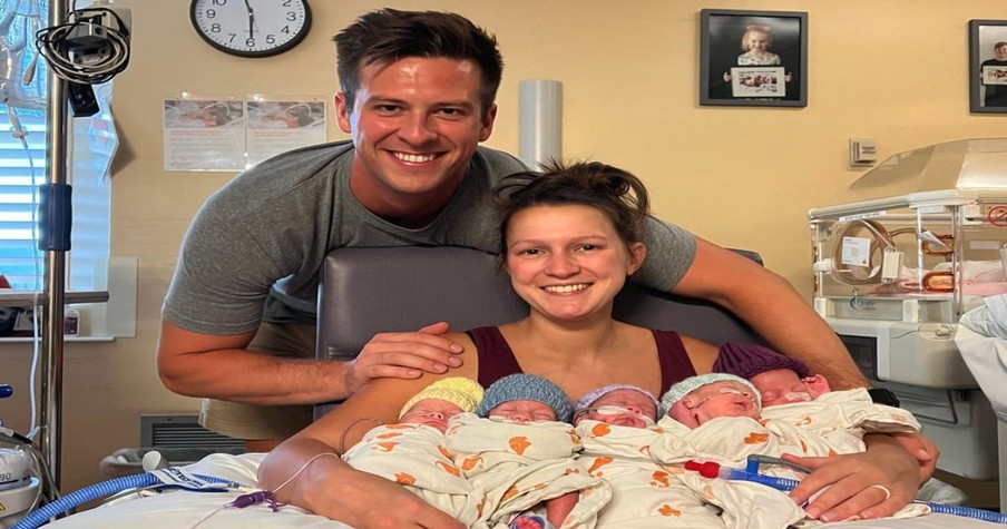 Prayers Answered As Couple Who Struggled to Conceive Welcome Extremely Rare Quintuplets