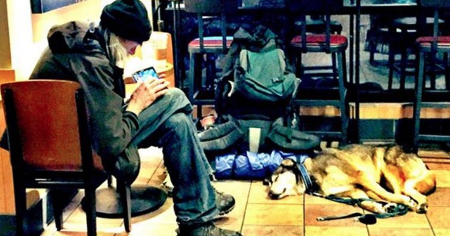 A Homeless Man And His Dog Sat Down In Starbucks. What Happened Next Had Me Saying AMEN Thru My Tears!