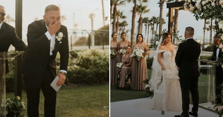 Bride in a Wheelchair Makes Groom's Jaw Drop When She Walks Down The Aisle