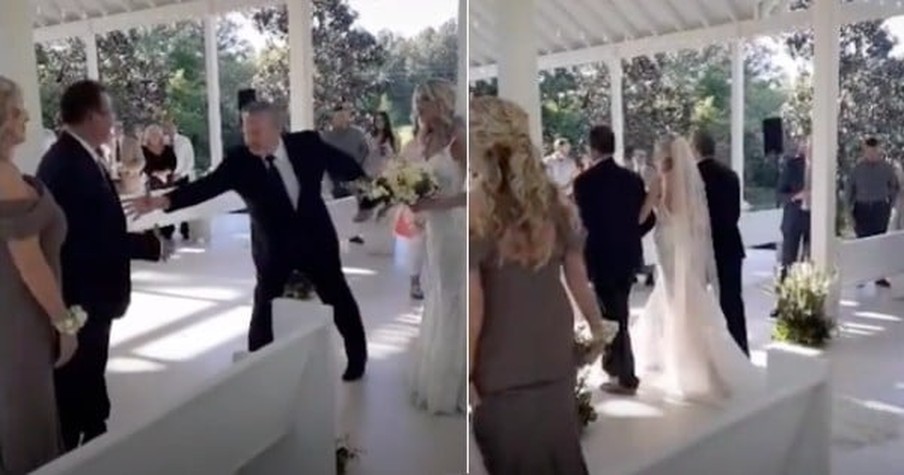 Beautiful Moment Bride's Dad Stops Wedding to Invite Stepfather to Join in Walking Down the Aisle