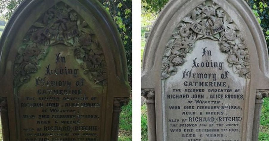 Dad Spends Quarantine Time Respectfully Cleaning Cemetery Headstones With His Kids