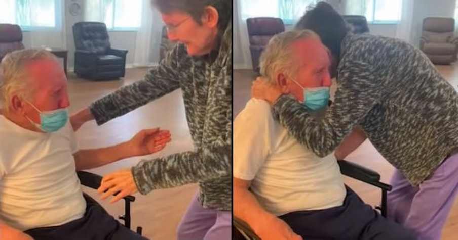 Elderly Man Sobs with Joy to See Wife of 60 Years As Couple Reunites After 215 Days Apart