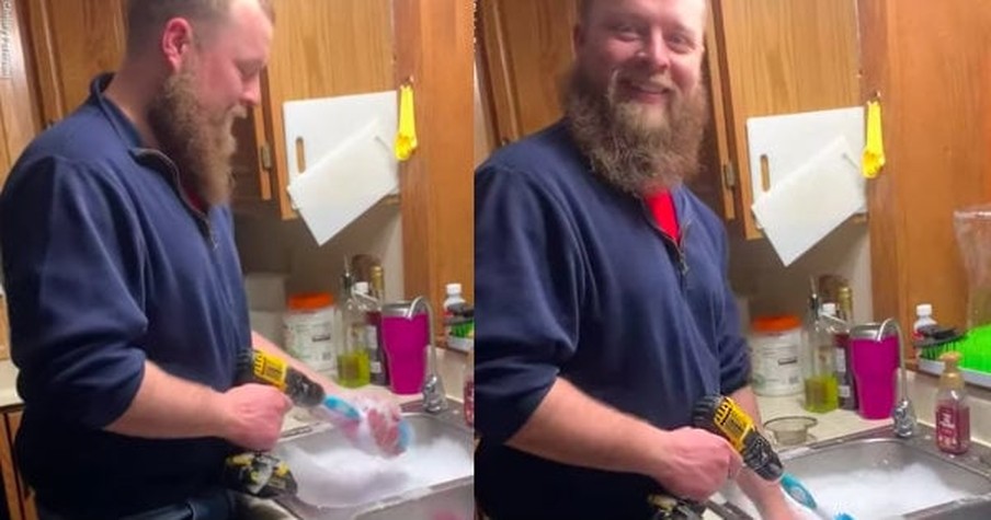 Dad With Triplets Uses Power Tool Hack To Wash Bottles & Next Thing He Knows He's Gone Viral