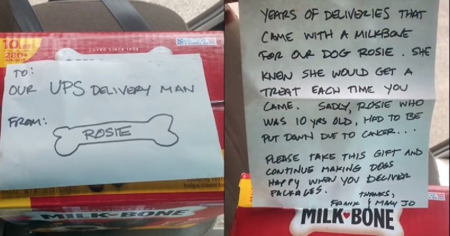 UPS Driver Finds Devastating Note Waiting From Dog He Visited On His Route For Years