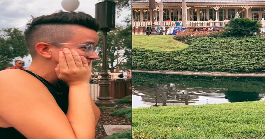 Woman Is Nearly In Tears As She Spots Head Coming Out of the Lake at Disney World