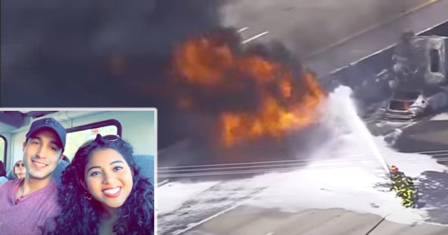 Boyfriend Refuses to Abandon the Woman He Loves, Pulling Her from Fiery Car Just in Time