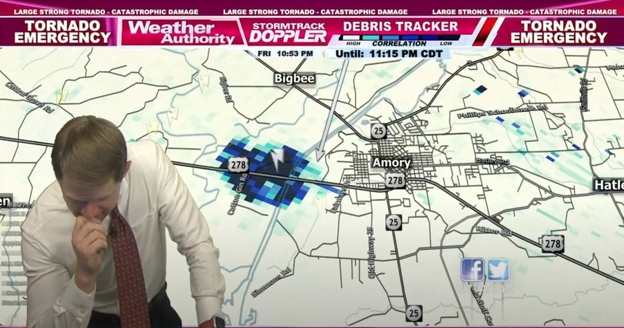 Powerful Moment Weatherman Prays On-Air As Deadly Tornado Rips Through Mississippi