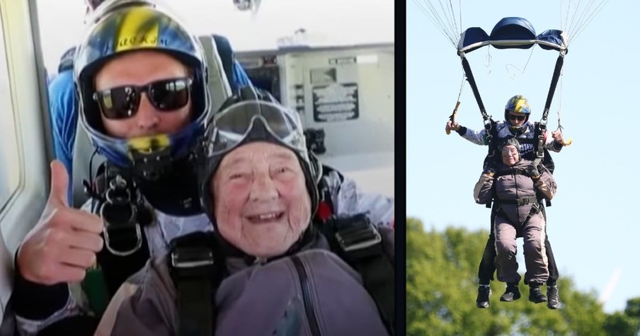 103-Year-Old Jumps Out Of A Plane For Her Birthday, Setting Record And Causing Awe