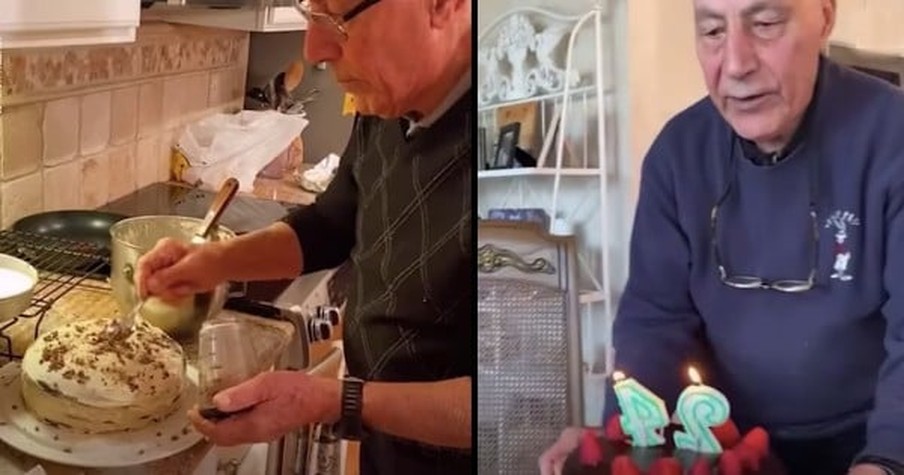 90-Year-Old Learns To Bake And His Proud Grandkids Can't Resist Showing Off His Cakes