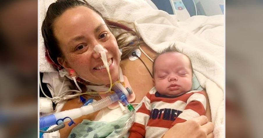 Mom On Life Support Makes Miraculous Recovery And Finally Gets To Hold Newborn Son