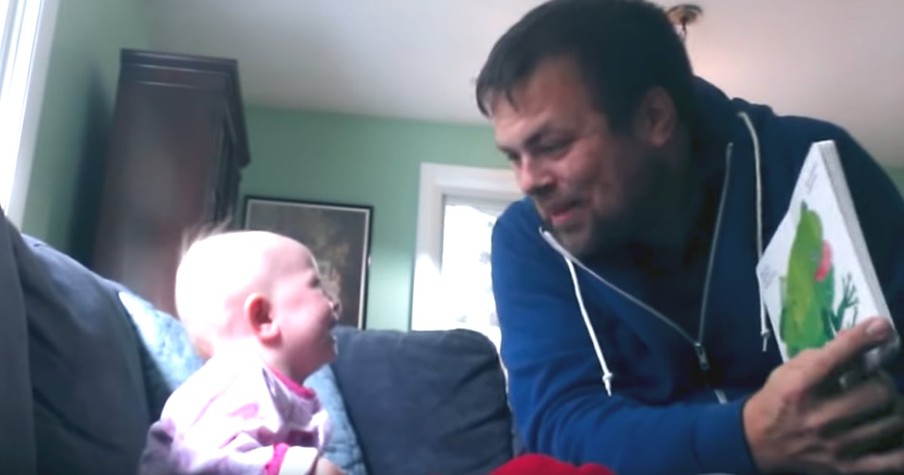 Uncle's Silly Voices Have Baby Laughing Hysterically As He Reads Her A Story