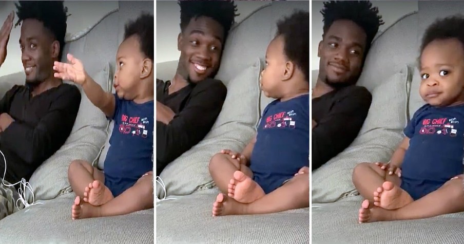 Adorable Baby Talks With Dad About TV Finale & His Frenzied Babble Went Viral