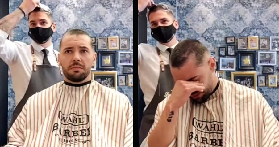 Man With Cancer Loses It When Barber Shaves His Head And Then Turns Clippers On Himself