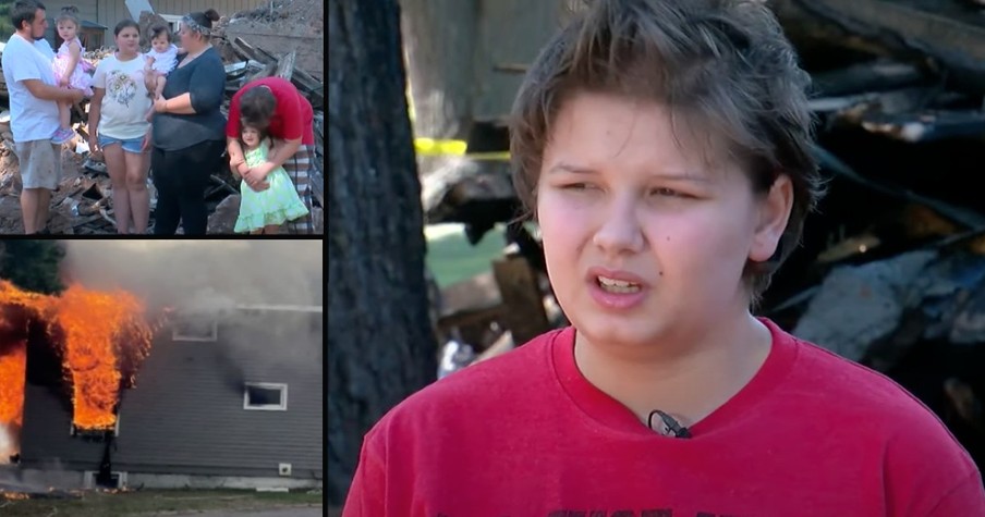 13-Year-Old Risks His Life To Save His 4 Sisters From Fire And Then Family Dog Saves Him