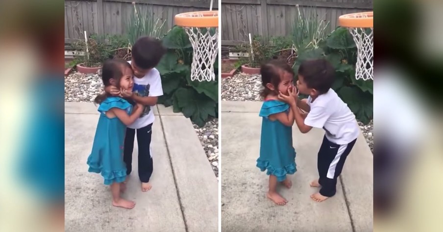 Brother Is There For His Sister After She's Hit With A Basketball