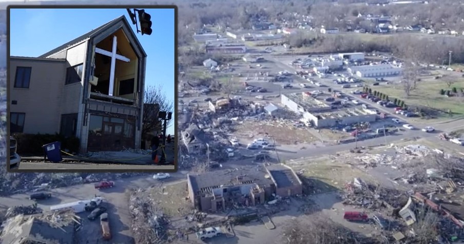 Tornado Ravaged Most Of The Buildings But Kentucky Church Cross Remained Standing