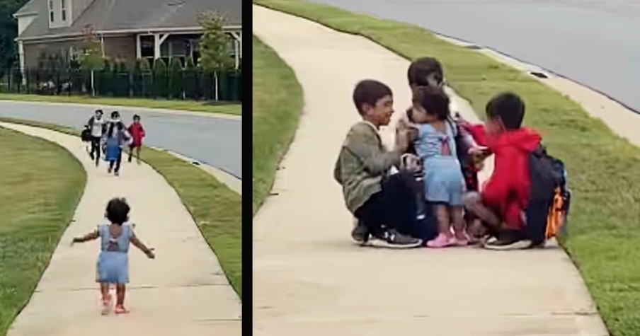 3 Brothers Coming Home from School Get the Sweetest Greeting from Baby Sister Every Day