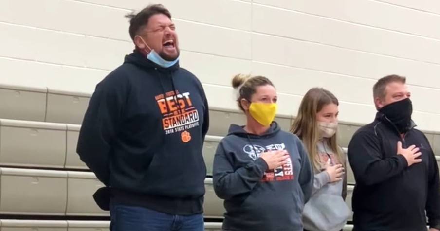 Audio Fails at High School Game And Then Dad Stands Up And Belts Out the National Anthem