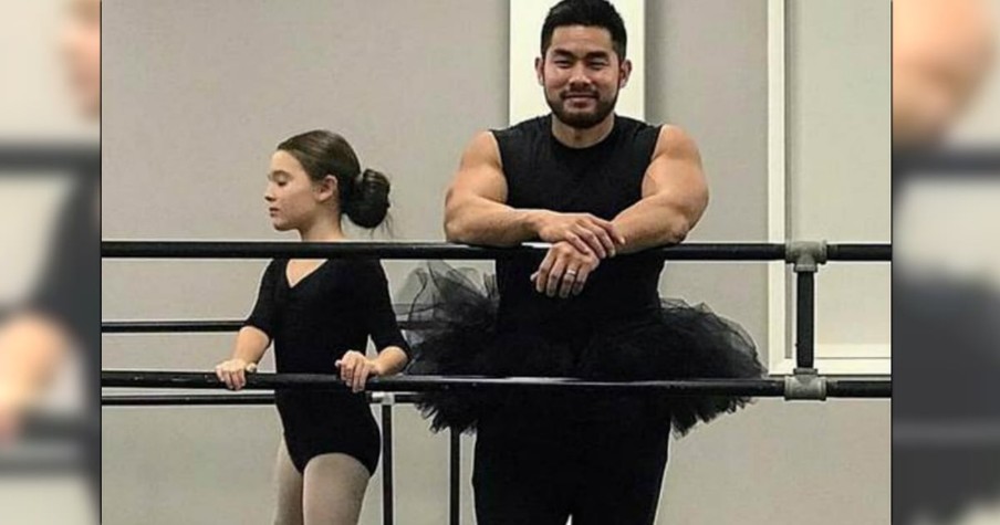 Devoted Dad Shows Up In Tutu For Parent's Night At 8-Year-Old's Dance Class