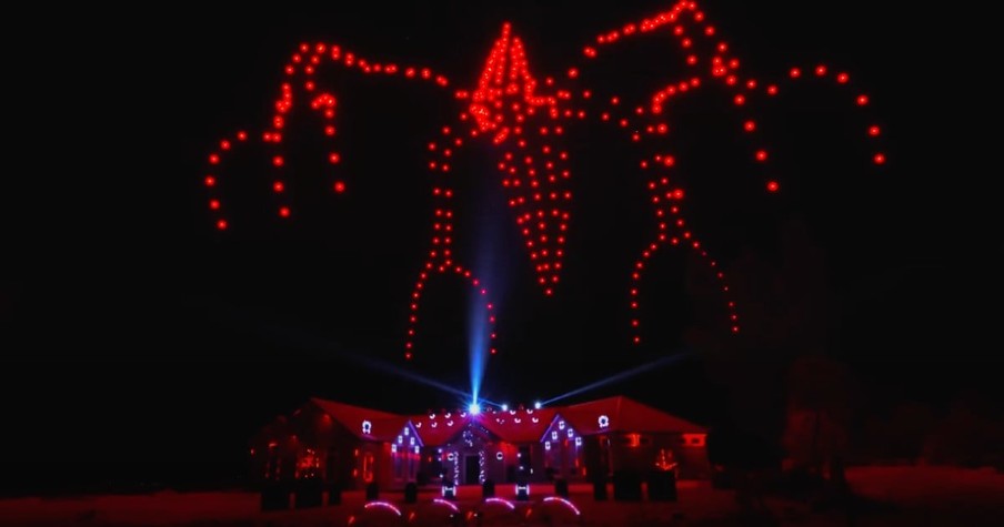 Army of Drones and Lights Transform Home into an Epic Halloween Light Show Too Good to Miss