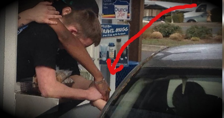 Teens At A Dutch Bros Coffee Drive-Thru Stop To Pray For A Widow