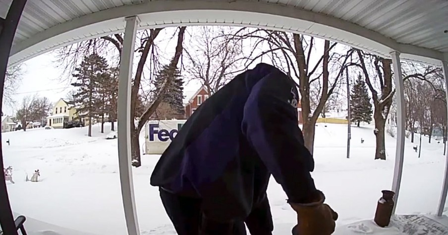 Security Camera Catches FedEx Driver's Act Of Kindness For Widow