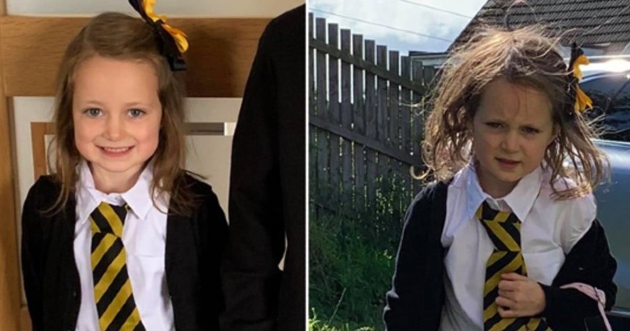 Girl's Wildly Different 'Before And After' First Day Of School Pictures Pretty Much Sums Up 2020