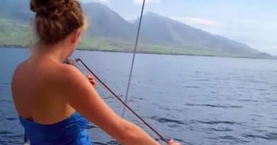 Woman Plays A Haunting Melody On The Violin From A Boat And It Draws A Group Of Whales