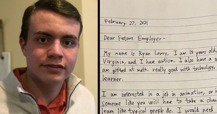 Young Man with Autism Asks 'Take a Chance on Me' in Handwritten Cover Letter And It Goes Viral