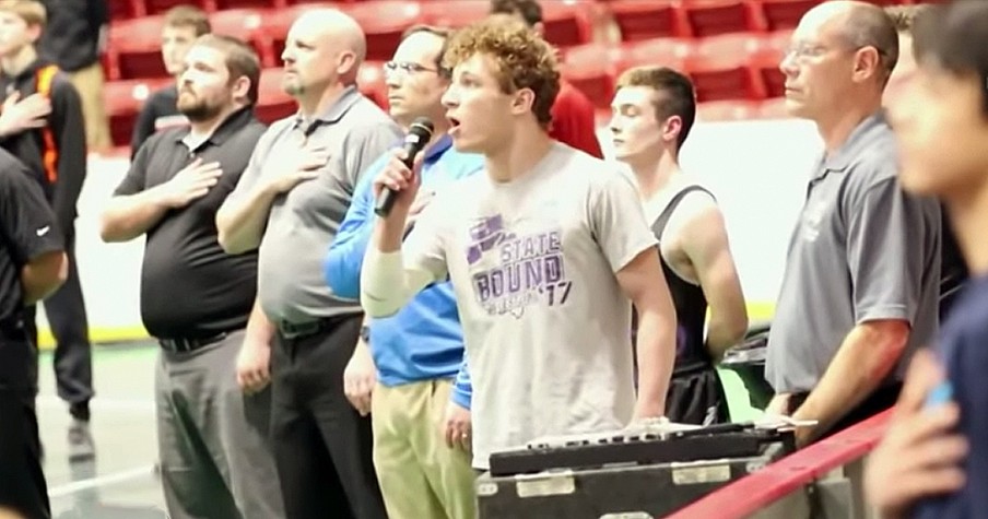 High School Wrestler Sings The National Anthem As Last-Minute Fill-In And Nails It