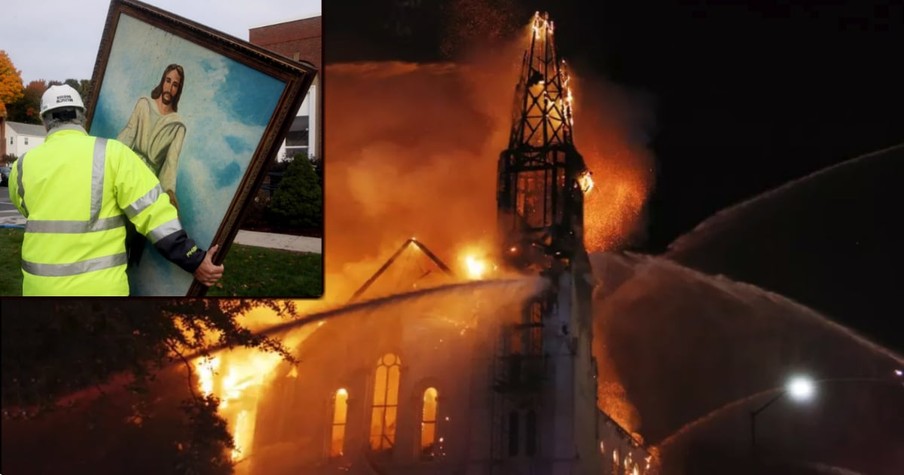 Jesus Painting Survives Flames That Ravaged 150-Year-Old Historic Church