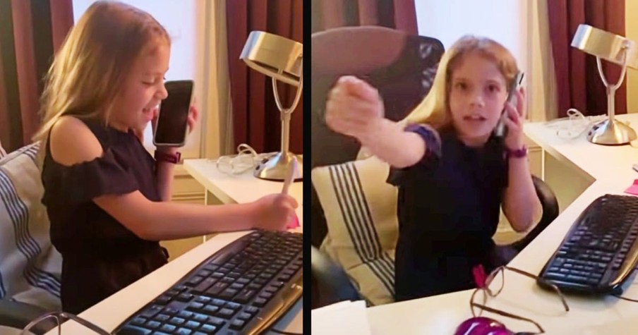 8-Year-Old Does Impression Of Her Mom Working From Home And Completely Nails It