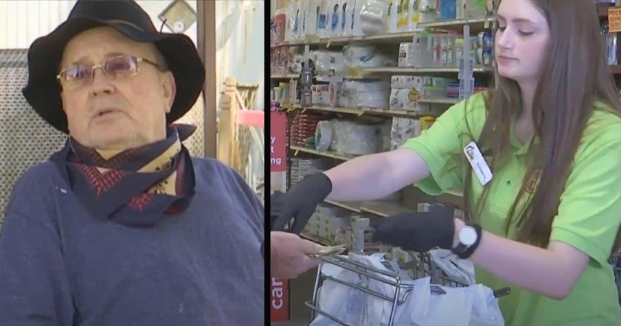 Senior Citizen Starts Putting Groceries Back When He Can't Pay But Teen Cashier Stops Him