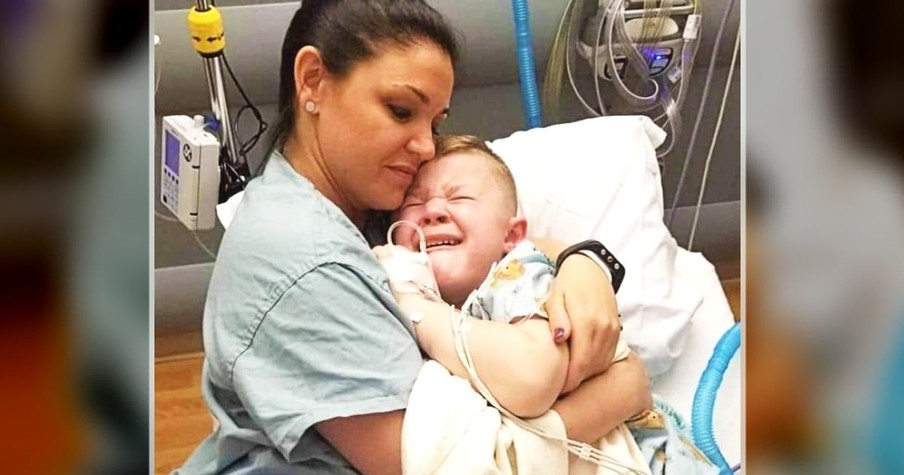 Mom Snaps Photo Of A Nurse In 5-Year-Old Son's Hospital Bed And Cries Tears Of Joy