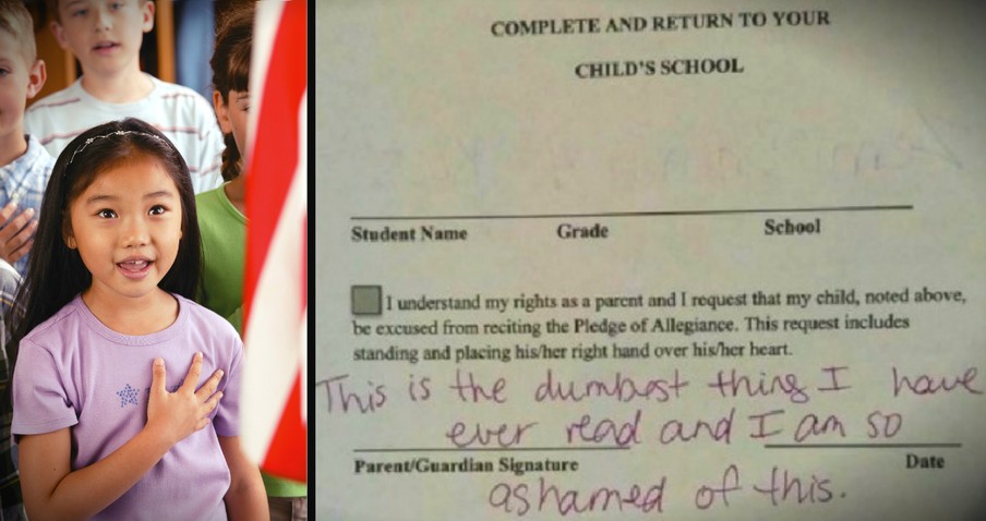 Uncle Is Furious Over School's ‘Pledge Of Allegiance Request’ Form