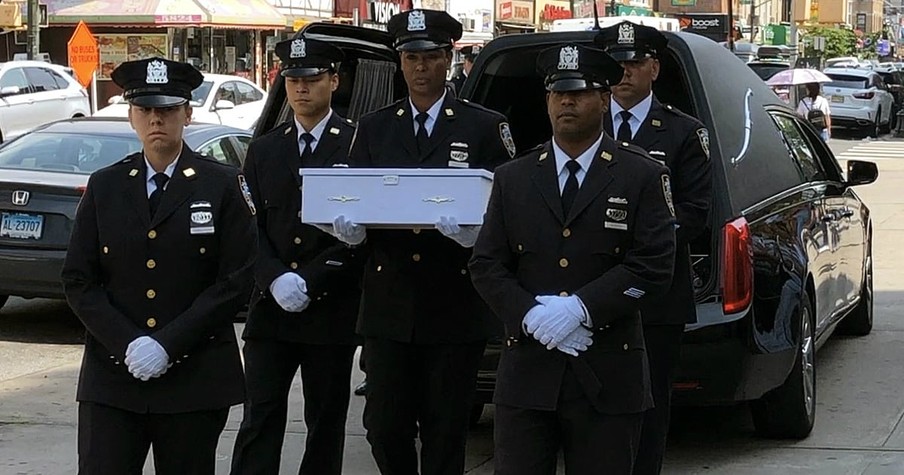 NYPD Police Officers Step Up As Pallbearers At Funeral For An Abandoned Baby