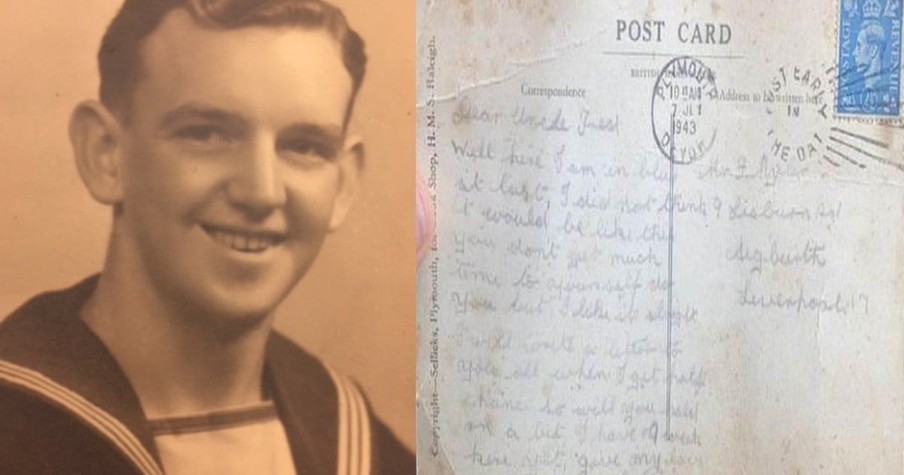 In 1943, Naval Officer Writes A Postcard During WWII And 77 Years Later, It Arrives