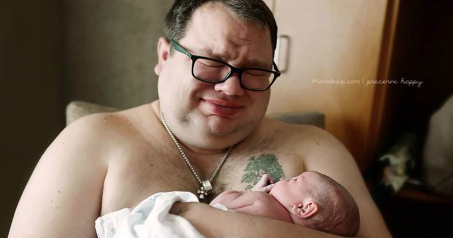 Dad Weeps As He Holds His Rainbow Baby For The First Time