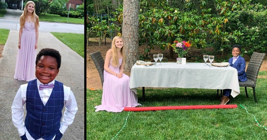 7-Year-Old Goes Viral For Throwing Social Distance Prom Set Up At Home For His Babysitter