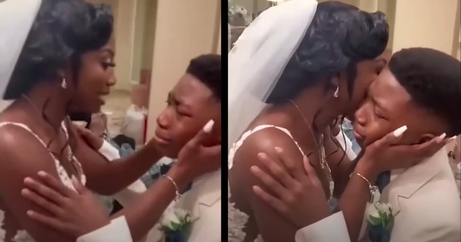 Boy Bursts Into Tears In Reaction To Mother In Wedding Dress And His Joy Is So Touching